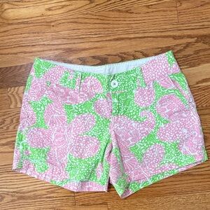 Lilly Pulitzer Vibrant Pink and Green Patterned Shorts